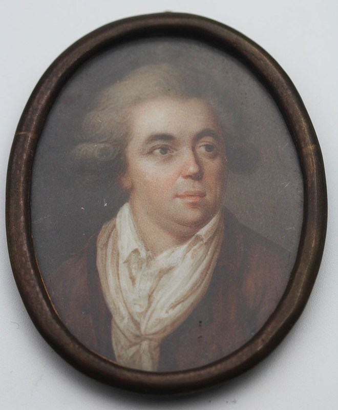 Miniature, France, circa 1750, Portrait of a Gentleman, Copper Plate, (6.5 x 5.1)