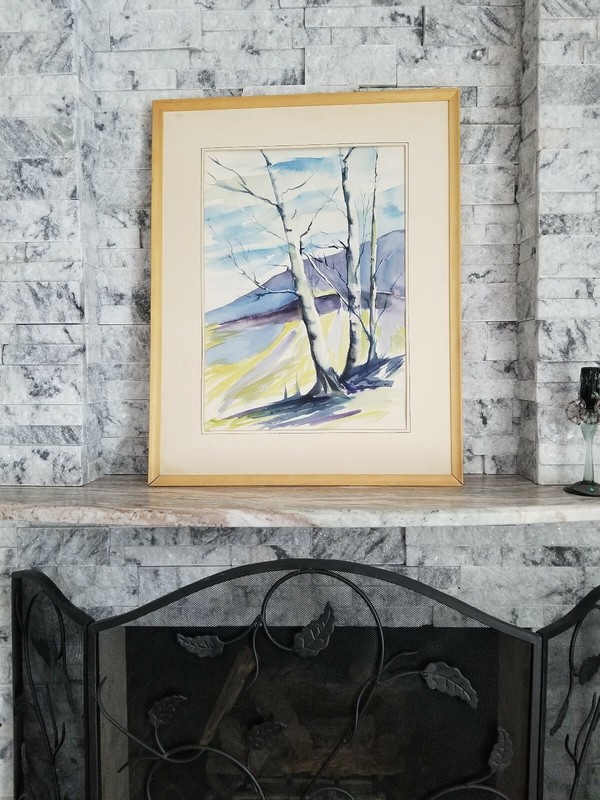 Large Vintage Original Painting Signed By Artist Sybil Rew Watercolor Landscape gallery