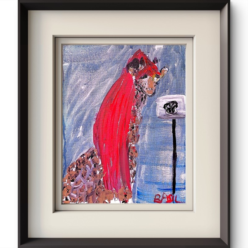 Basketball Girl Giraffe Pop Art Inspired Abstract Expressionism Canvas 11×14