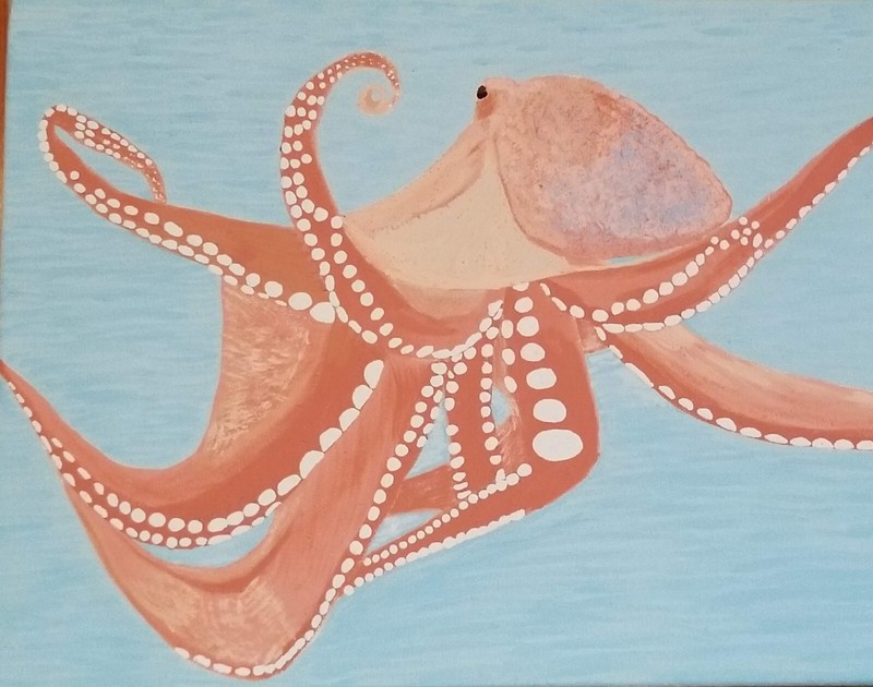 Octopus Hand Painted Canvas 20″ x 16″ x 5/8″