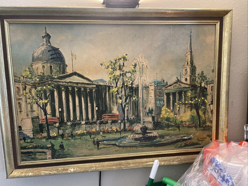 Vintage Oil Painting Italian Street Scene Art Snapper gallery