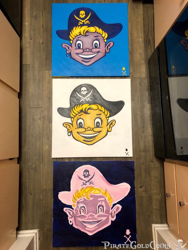 (3) Treasure Paintings JR Bissell Loot Boy Pirate Artist Gimme the Loot Boyz