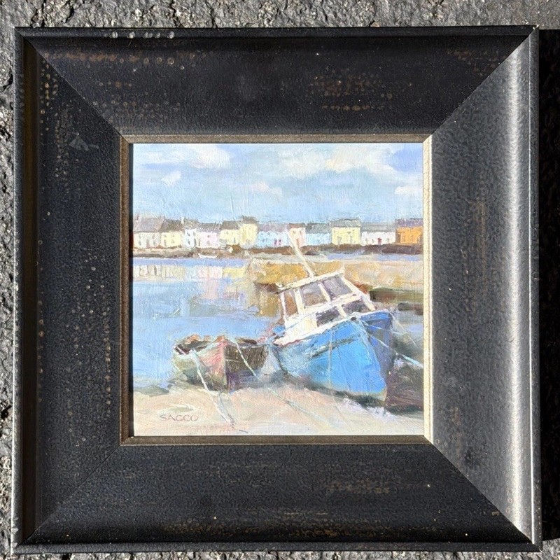 Signed Sacco Colorful Oil On Artist Board American Impressionist Beach Scene