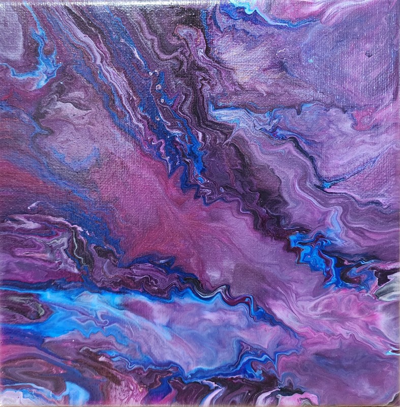 Original Abstract Art On Canvas Signed Acrylic size 7×7 inches