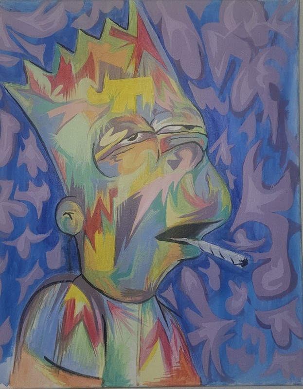 Abstract Contemporary Art Painting – Portrait of Cartoon Character on Canvas