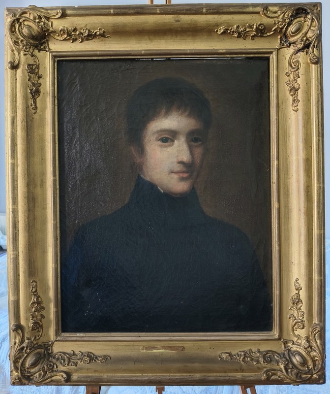 Portrait of Pastor Josef Moser 1783-1840 Antique Original Oil Painting