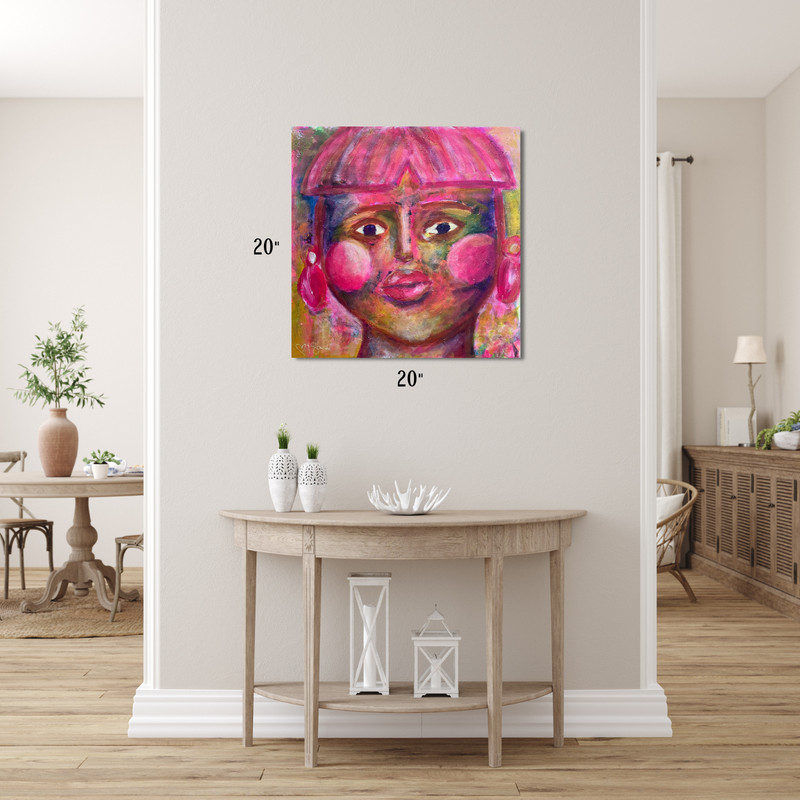 Velvet Muse Era Pink Chic 20x20 Original Art Expressionism Acrylic Canvas Decor gallery