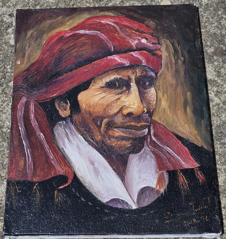 Benjamin Mendoza Tac Original Oil Painting Mayan Man Portrait Stretched Canvas gallery