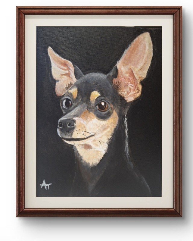 Orginal Chihuahua Proud 8×10 Scretched Canvas Painting