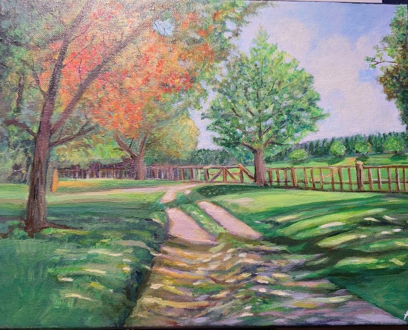 Original Impressionist 11x14 Acrylic Landscape Canvas Painting Signed Green Wall gallery