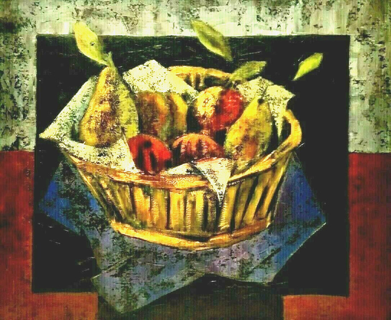 Listed ITALIAN MODERN CUBIST TONY AGOSTINI Sd ORIG O/C STILL LIFE FRUIT BASKET