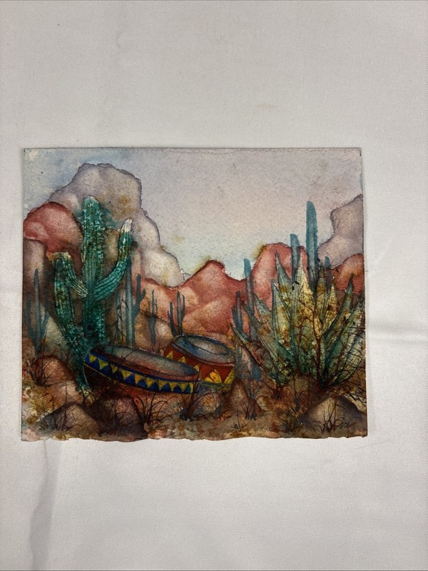 Set Of 8 Southwest Style Water Color Paintings 3x3 To 5x5 In Size Original gallery