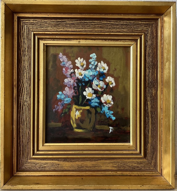 Expressive Still Life with Summer Flowers Modern Oil Painting 30 x 28cm