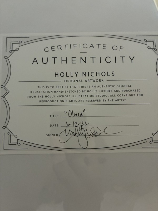 Holly Nichols "Olivia" Original Signed Fashion Illustration w/ COA 2022 gallery