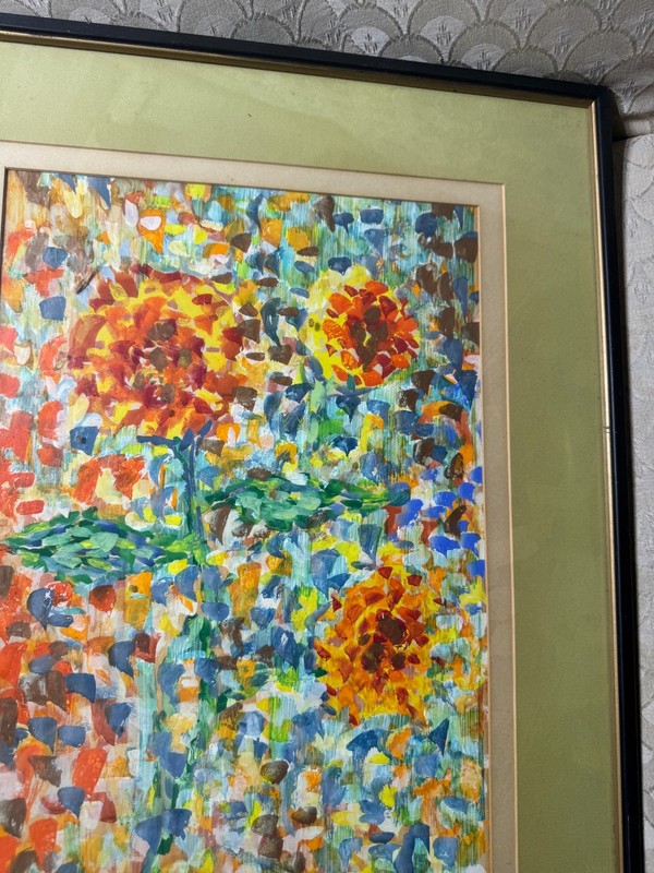Large Lane Stanley 1963 "Abstract Composition" Mixed Media Painting - Framed gallery
