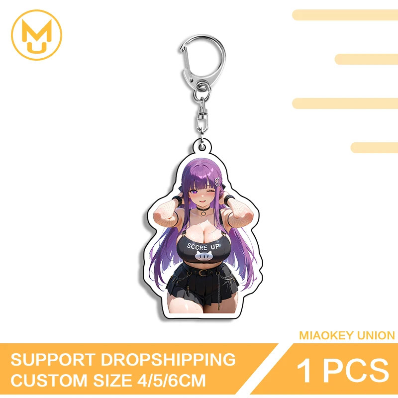 Fern Waifu Cartoon Double sided keyring Pendant Accessories Anime Props