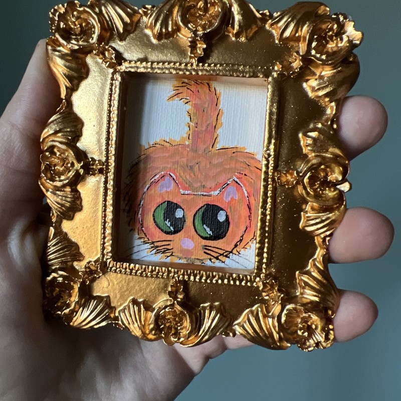 Ginger Cat,kitty ,cute,funny original miniature painting,small,mini gallery