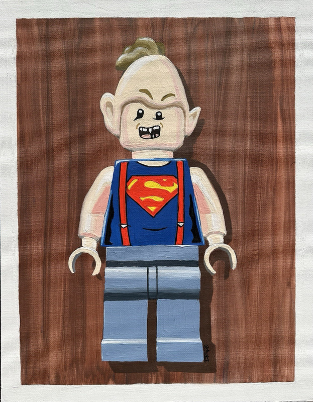 Lego Minifigure Goonies Sloth Acrylic Painting on 11×14” Canvas Panel
