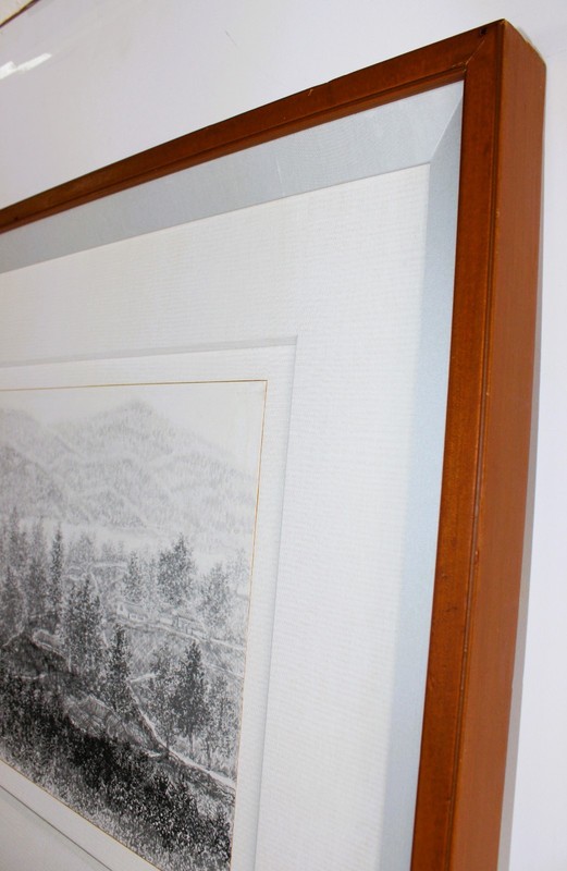 ORIGINAL INK ON PAPER SIGNED CHINESE SEAL RED STAMP CHOP COUNTRYSIDE VILLAGE gallery