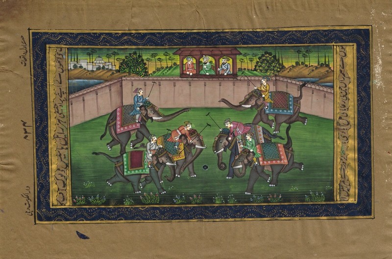 Mughal Miniature Old Painting Of Polo Game King Playing Polo Game 10.5x7 Inches gallery