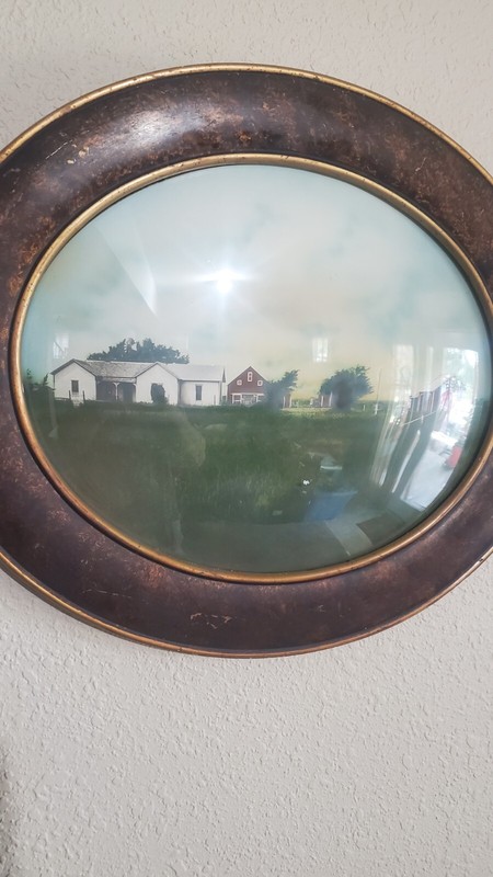 Vintage Painting On Canvas Framed With Bubble Glass gallery