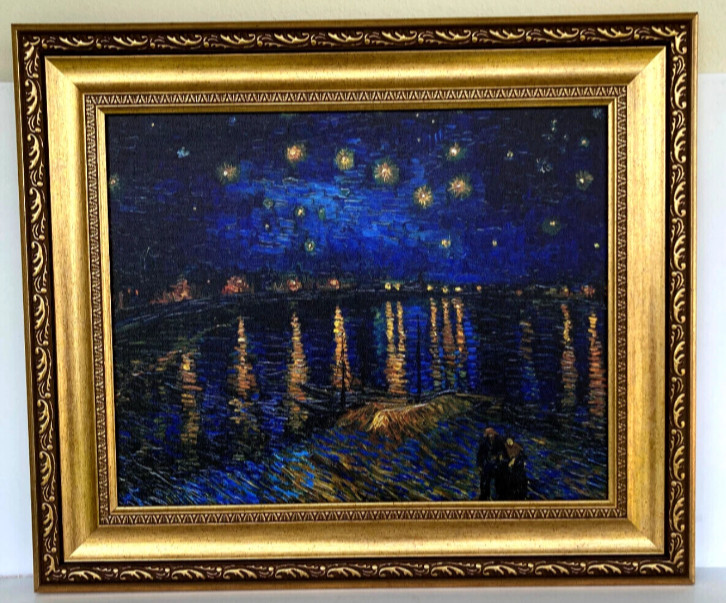 Starry Night Vincent Van Gogh Museum Framed Canvas Print Wall Art 22" x 26" gallery