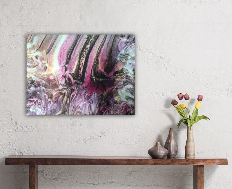 Original Acrylic pour painting on canvas Fluid art 24x18" gallery