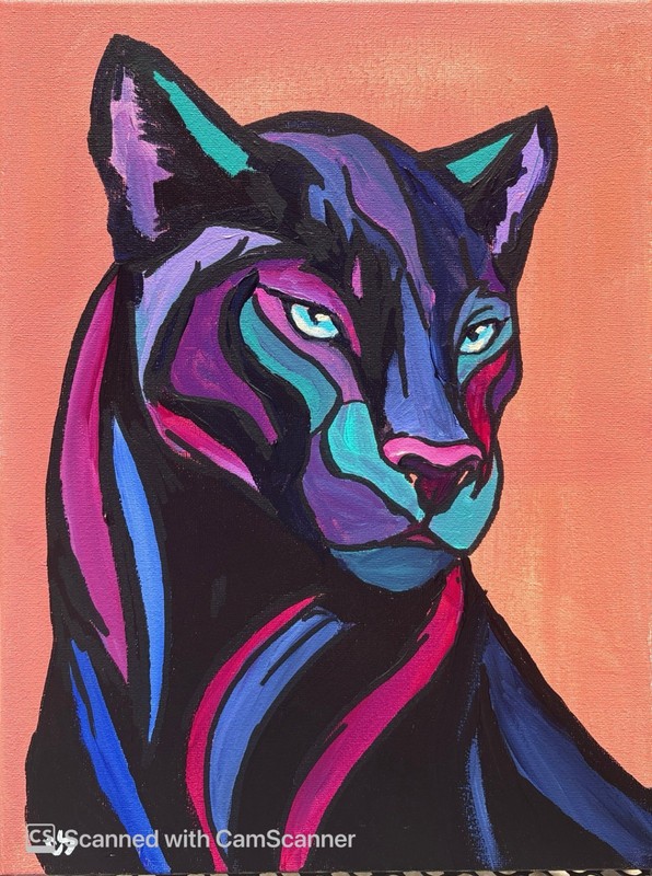 Black Panther Portrait Original Acrylic Painting 11×14 Signed Canvas Art