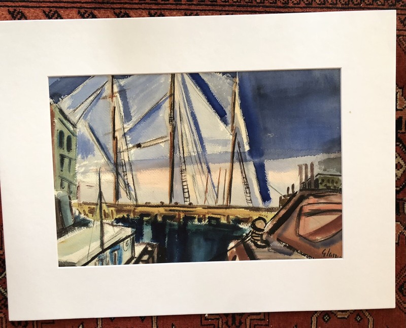 “CAPE COD SAILS/DOCKS”. HARRY GLASSGOLD (1908-1984) MAJOR WORK gallery