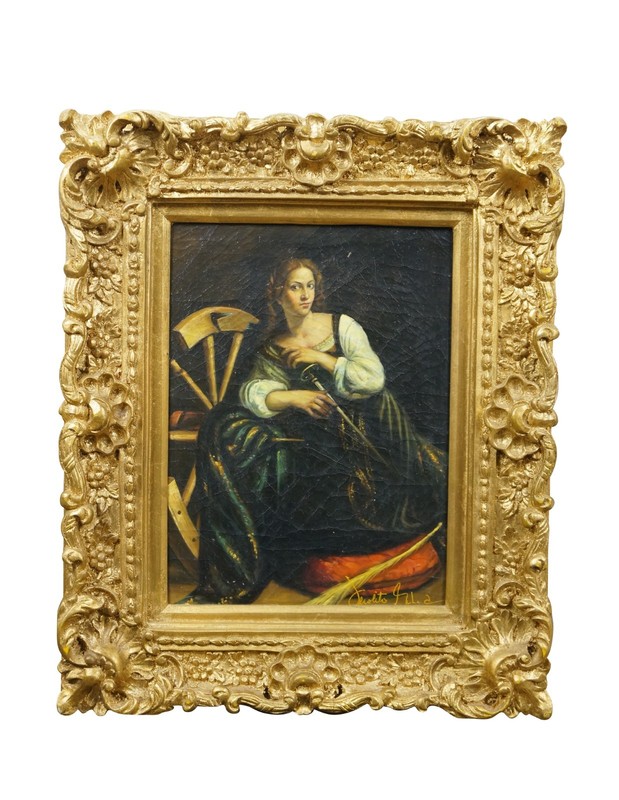 Saint Catherine of Alexandria Portrait Oil Painting After Caravaggio 24″