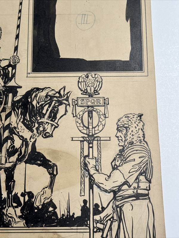 ANTIQUE ART DECO PAINTING ILLUSTRATION Mystery Artist Knight Armor Soldier War gallery