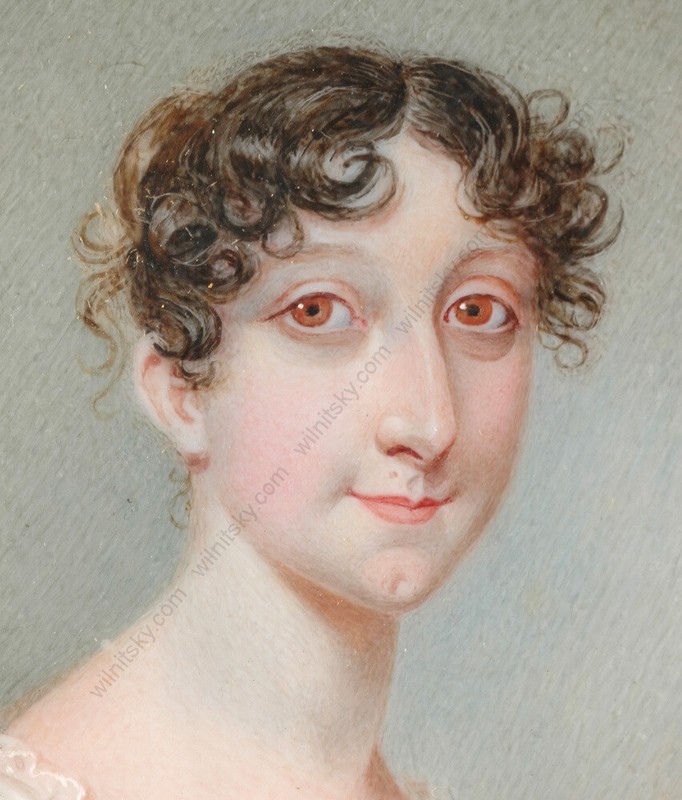 Mrs. Anne Mee (ca.1770-1851) "Portrait of a lady", high quality miniature (m) gallery