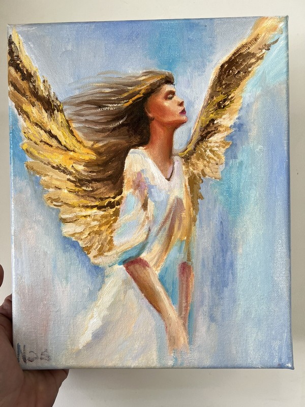 Angel ORIGINAL Painting oil, 8x10 inches, Christian Religious Spiritual Artwork gallery