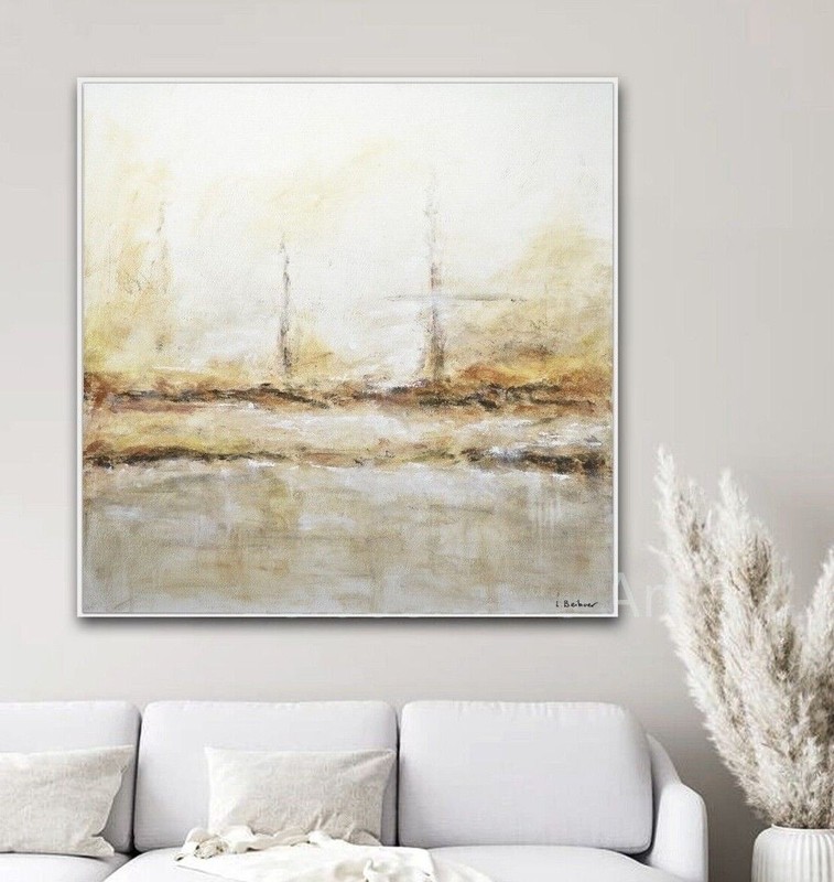 48 x 48 ORIGINAL HAND PAINTED LARGE ABSTRACT CONTEMPORARY PAINTING | L. Beiboer