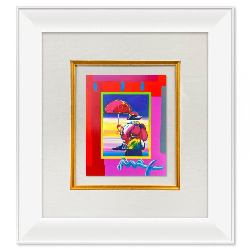 Peter Max «Umbrella Man on Blends» Framed Acrylic Mixed Media Hand Signed