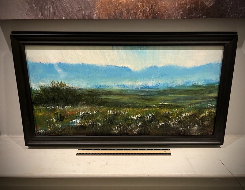 Original American Southwest Glow Blue Ridge Mountains Landscape Painting Frame