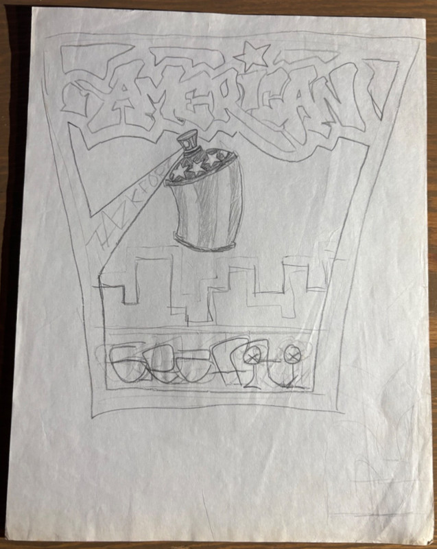 AMERICAN GRAFFITI CO RAZOR/KAOS ORIGINAL GRAFFITI PENCILED FLIER CONCEPT