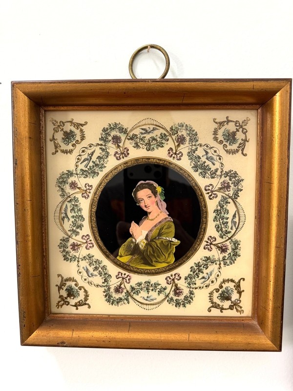 Vintage Verre Églomisé Reverse Painted Portraits Sungott Art Studios New York gallery
