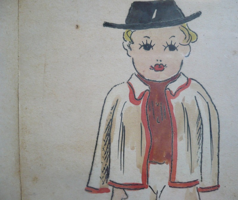 MINIATURE FOLK ART HUNGARY, LITTLE CHILDREN SILKSCREEN PRINT PAIR BOY and GIRL gallery