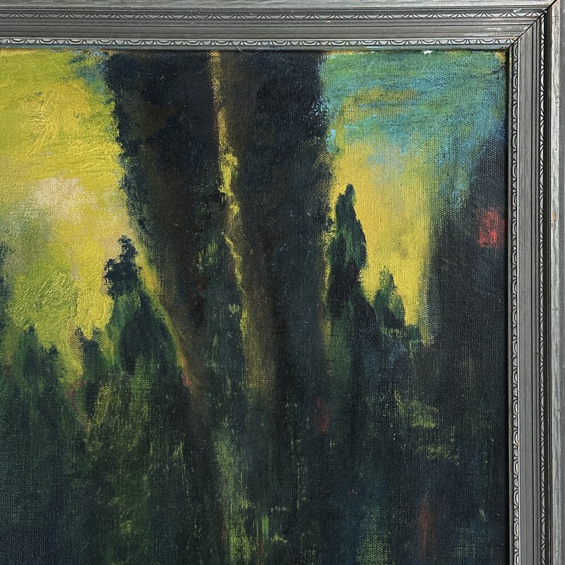 Antique Expressionist Fairmount Park Landscape , Signed (1931, Oil on Canvas) gallery