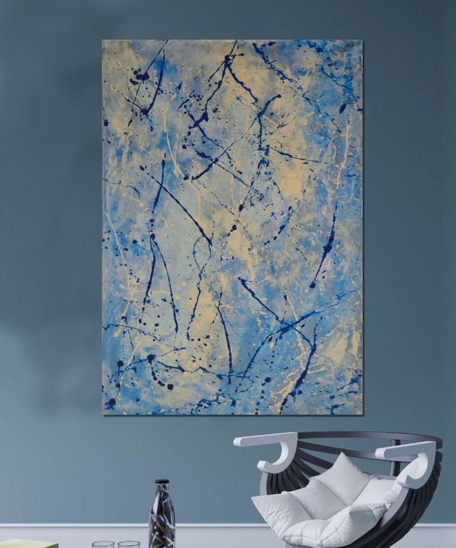 64”X44” Pollock/Richter style canvas ￼painting Acrylic,Abstract, Modern,X Large gallery