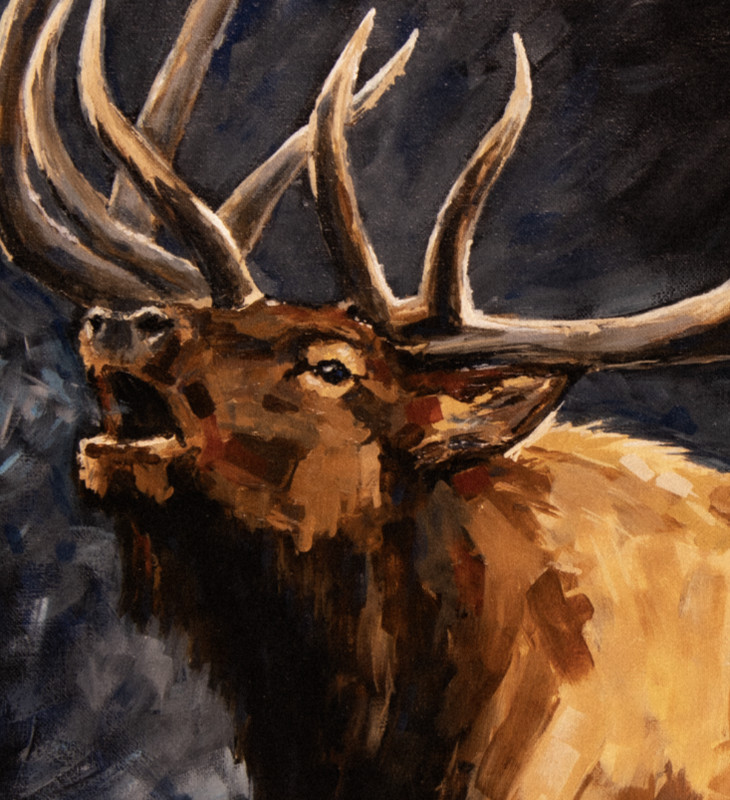 Hand Painted Original Bull Elk Bugle by Jeff Miller, Not a print, Signed gallery