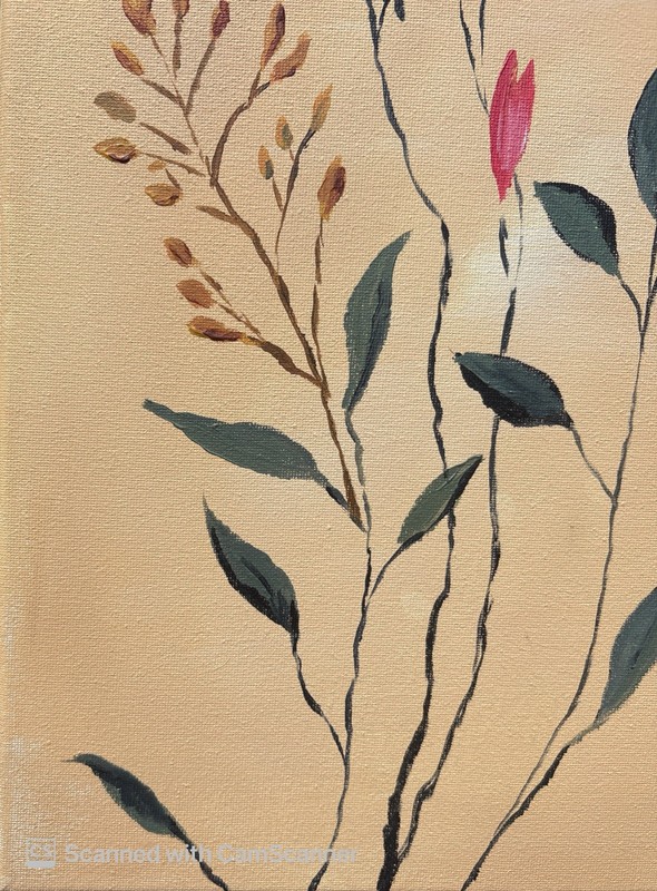 Minimal Boho Wildflowers Original Acrylic Painting 11x14 Signed Canvas Art gallery