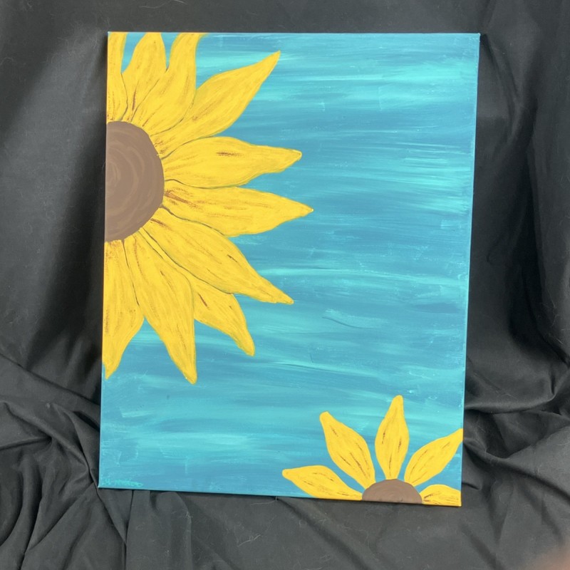 M Potter Original Signed Sunflower Canvas Painting Contemporary Floral 16×20