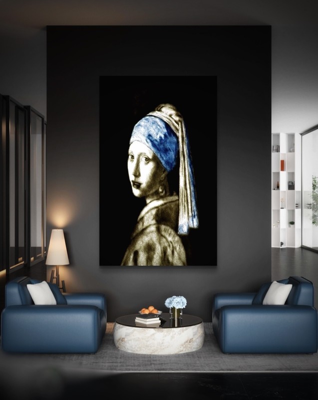 Sand paintings art girl with a pearl earring made by sand by Andrew Armanyous
