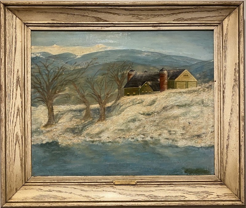 Luigi Lucioni Oil Painting Vermont New England Farm Landscape Signed