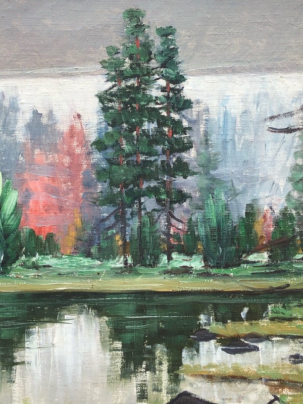Naturalist Swedish Landscape Forest Lake Reflection Trees Firs 76 x 66 cm gallery
