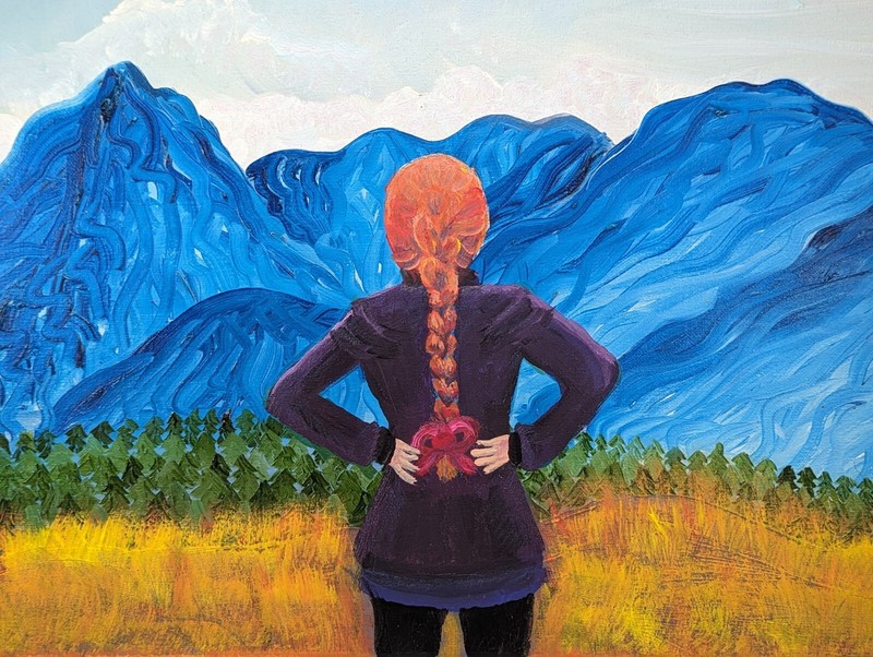 «Woman Looking Forward» Outsider Art Whimsical Original Painting Feminist Art