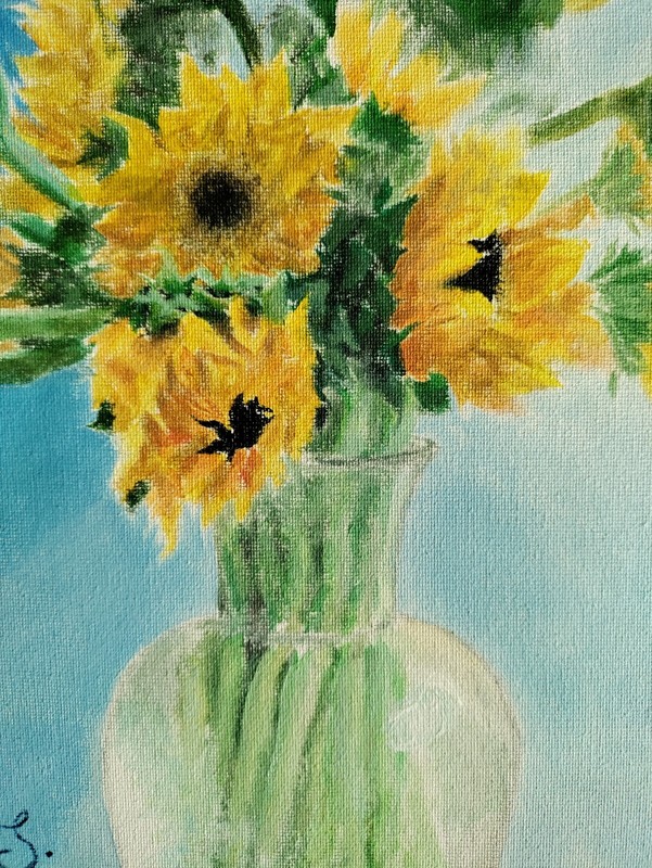Original Acrylic Painting - Vase with Sunflowers by Kade Slayton gallery