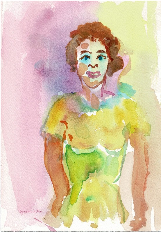 Wall Art Free Shipping-Original Painting «Mother» imagination portrait 10×7″ JW